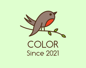 Passerine - Perched Robin Bird logo design