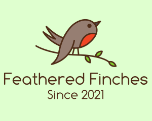 Perched Robin Bird logo design