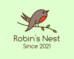 Robin - Perched Robin Bird logo design