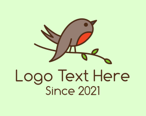 Robin - Perched Robin Bird logo design