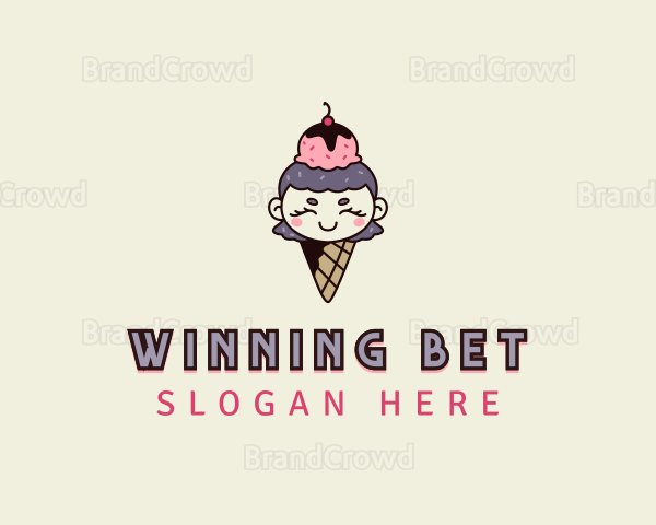 Cute Ice Cream Girl Logo