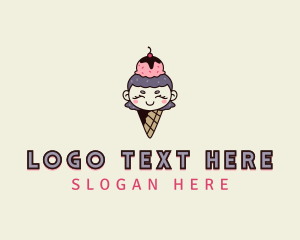 Sweet - Cute Ice Cream Girl logo design