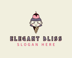 Cute Ice Cream Girl Logo