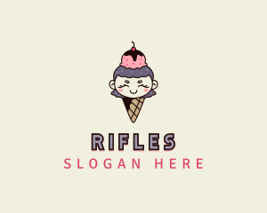 Cute Ice Cream Girl Logo