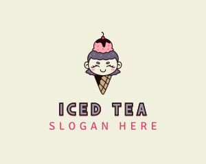 Cute Ice Cream Girl logo design