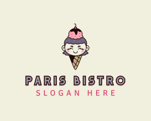 Cute Ice Cream Girl logo design