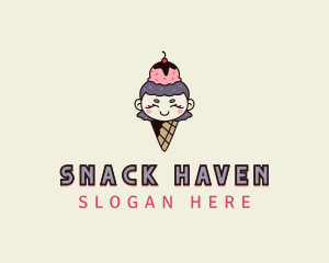 Cute Ice Cream Girl logo design