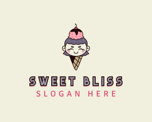 Cute Ice Cream Girl logo design