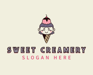 Cute Ice Cream Girl logo design