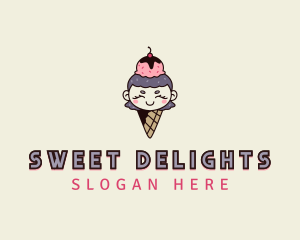 Cute Ice Cream Girl logo design