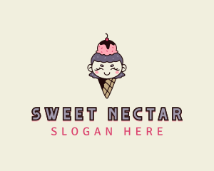 Cute Ice Cream Girl logo design