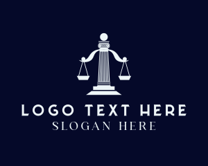 Judge - Justice Scale Pillar logo design