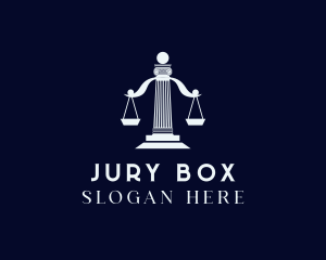 Jury - Justice Scale Pillar logo design