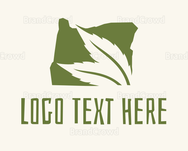 Oregon Map Green Leaf Logo