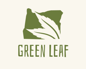 Oregon Map Green Leaf logo design