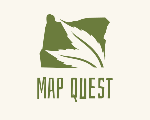 Oregon Map Green Leaf logo design