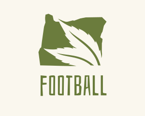 Marijuana - Oregon Map Green Leaf logo design