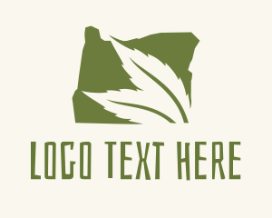 Usa - Oregon Map Green Leaf logo design
