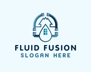 House Pipe Water Drop logo design