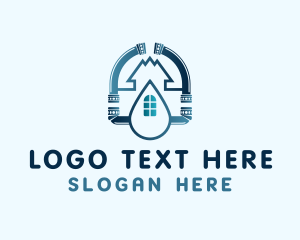 Cleaner - House Pipe Water Drop logo design