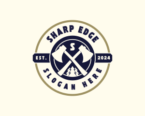 Axe Woodcutter Lumberjack logo design