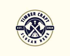 Axe Woodcutter Lumberjack logo design