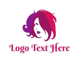 Pink Hair - Curly Hair Styling logo design
