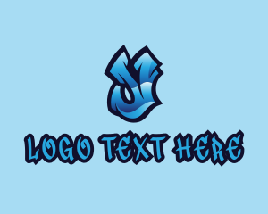 Rap Label - Blue Urban Letter Y logo design