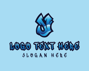 Graffiti Artist - Blue Urban Letter Y logo design