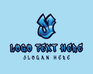 Mural Artist - Blue Urban Letter Y logo design