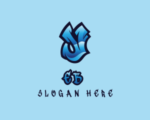 Street Art - Blue Urban Letter Y logo design