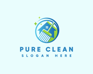 Janitorial Broom Cleaning logo design