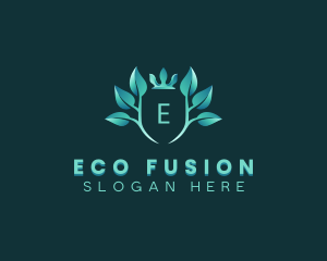 Eco Leaf Crown Plant logo design