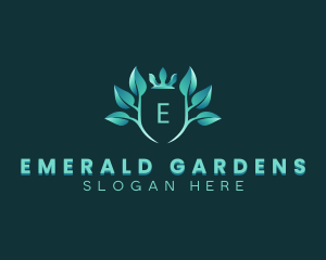 Eco Leaf Crown Plant logo design