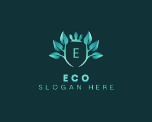 Eco Leaf Crown Plant logo design