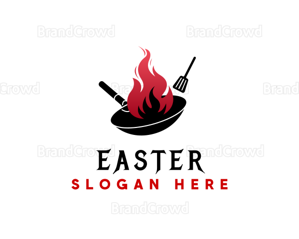 Wok Flame Cooking Logo