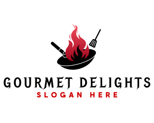 Wok Flame Cooking logo design