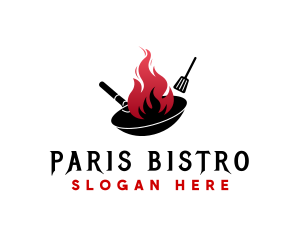 Wok Flame Cooking logo design