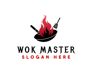 Wok - Wok Flame Cooking logo design