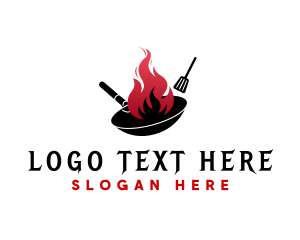 Hot - Wok Flame Cooking logo design