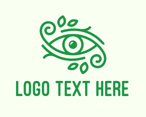 Eyelashes - Green Nature Eye logo design