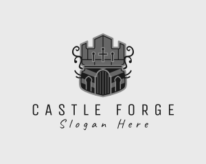 Medieval Castle Tower Shield logo design