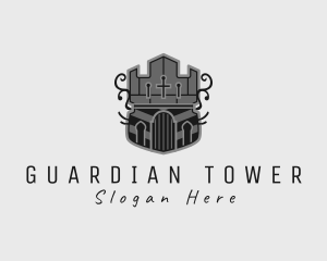 Medieval Castle Tower Shield logo design