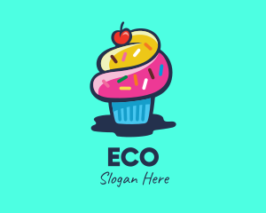 Colorful Cupcake Cherry Logo