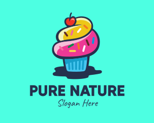 Colorful Cupcake Cherry Logo