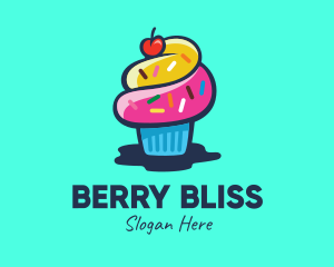 Colorful Cupcake Cherry logo design