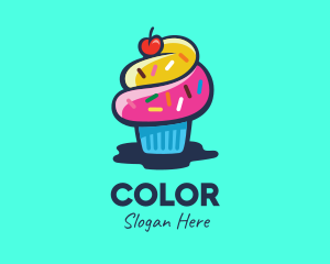 Colorful Cupcake Cherry logo design
