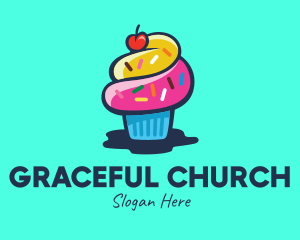 Baker - Colorful Cupcake Cherry logo design
