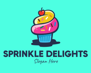 Colorful Cupcake Cherry logo design