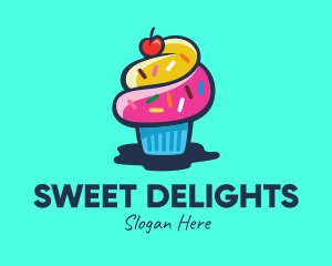 Pastries - Colorful Cupcake Cherry logo design